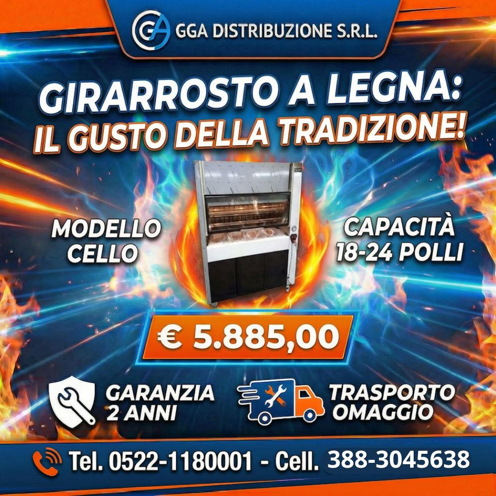 4 fuochi con forno (9) GIRARROSTO A LEGNA MOD. CELLO 18-24 POLLI TEL : 0522-1180001 CELL : 388-3045638 - immagine 1