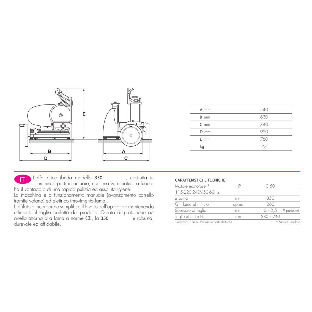 Affettatrice Volano Ibrida Lama 350 - Professionale - immagine 3