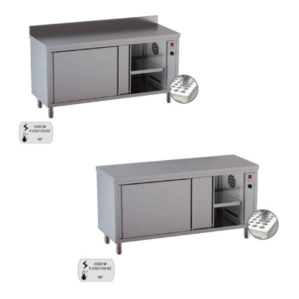 Tavolo caldo con porte scorrevoli - 2,5 kw - 90° - Profondità 60 cm