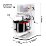 Impastatrice planetaria 10 litri - 484 x 340 x 558 mm