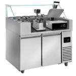 Tavolo di preparazione - 1210 x 700 x 1330 mm - con 2 porte - con griglia liscia a contatto e macchina per hamburger - immagine 2