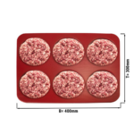 Stampo per polpette e hamburger - 6 fori da 120 mm - 400 x 300 x 15 mm