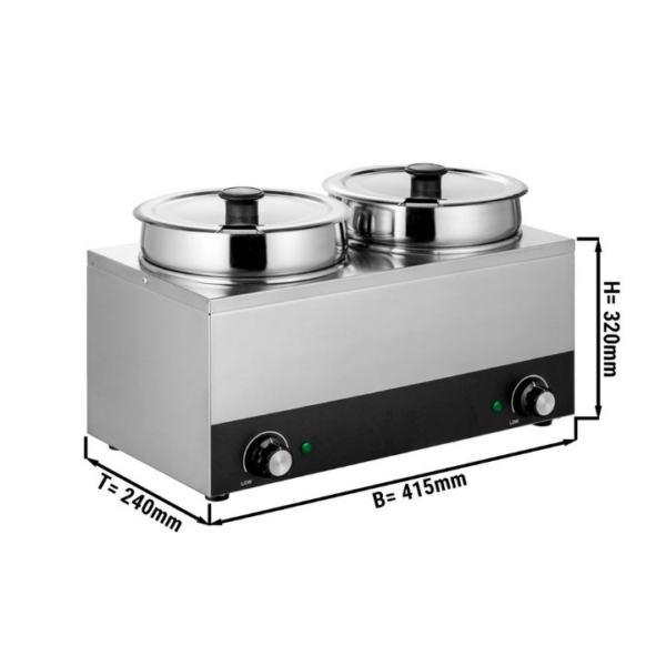 GGA Grande Distribuzione | attrezzature ristorazione-Hot Pot Bagnomaria – acciaio inox – 7 lt (2 x 3