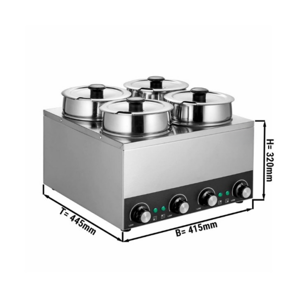 GGA Grande Distribuzione | attrezzature ristorazione-Hot Pot Bagnomaria – acciaio inox – 14 lt (4 x 3