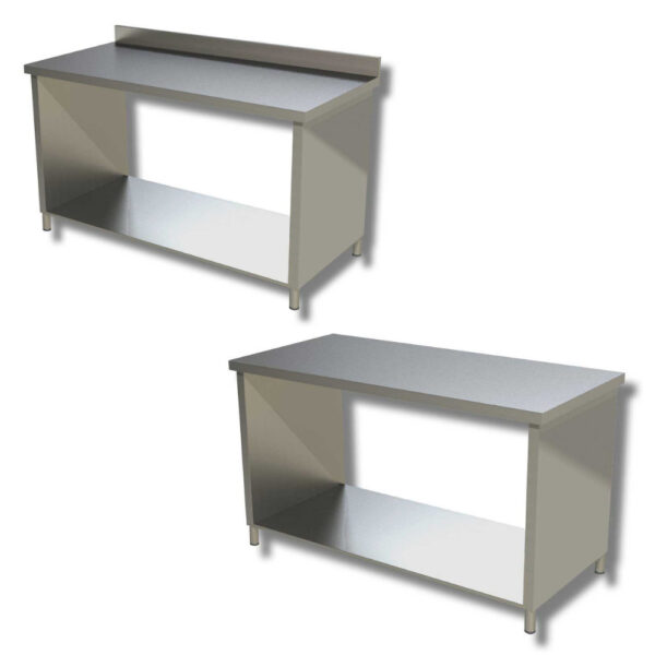 Tavolo su fianchi con ripiano - acciaio inox - Profondità 60 cm