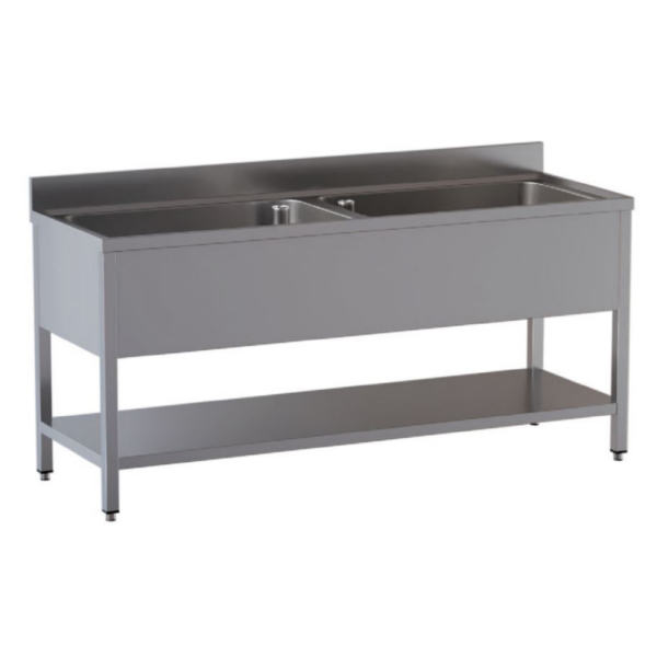 Lavatoio con due vasconi e ripiano - Profondità 60 cm
