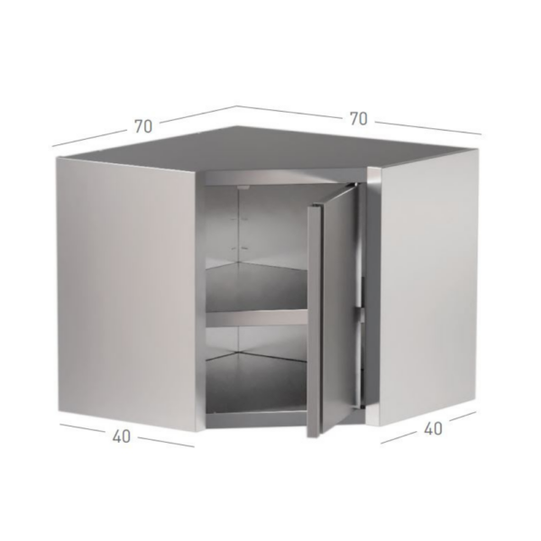Pensile ad angolo con un ripiano e porta battente - 70 x 70 x 65 cm