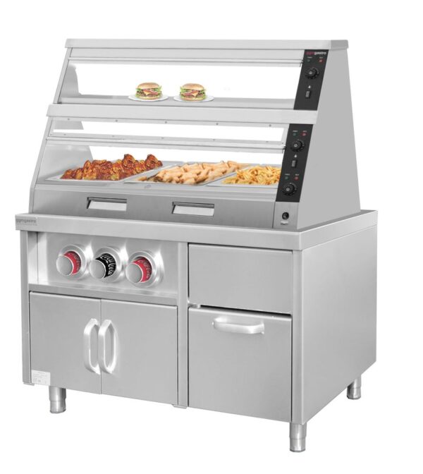 GGA Grande Distribuzione | attrezzature ristorazione-Armadio da lavoro per bar con portabicchieri e scomparto per cubetti di ghiaccio – 1