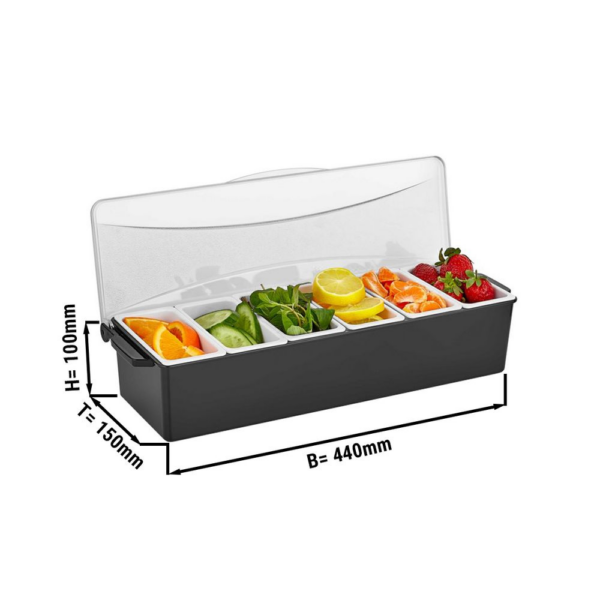 GGA Grande Distribuzione | attrezzature ristorazione-Portacontenitori per guarnizioni alimentari – 4 contenitori – 6