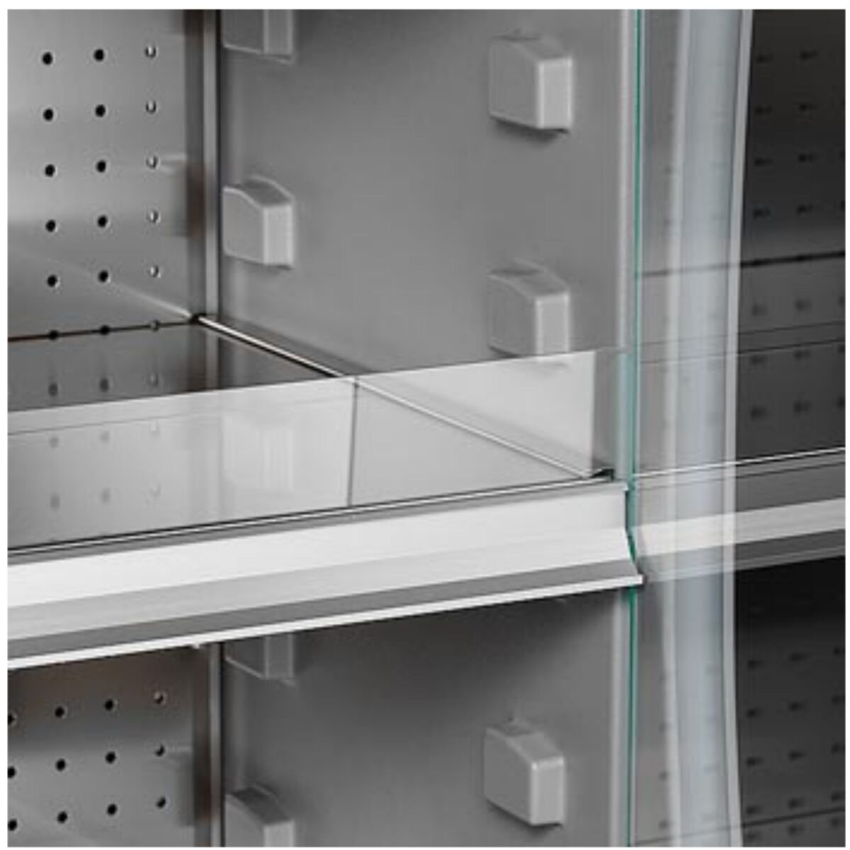 Espositore murale - Con ripiano inclinabile e porte scorrevoli - Lunghezza 2100 mm - immagine 6