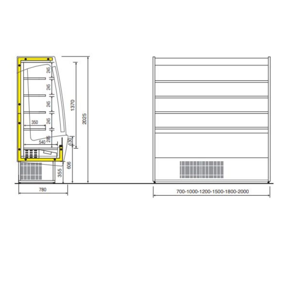 Espositore murale - Versione con spalle illuminate a LED - Con ripiano inclinabile - Lunghezza 800 mm - immagine 10