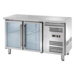 Banco refrigerato ventilato GN1/1 con porte a vetri Temperatura -2 ÷ +8°C mm 1360x700x850h - immagine 2