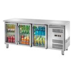 Banco refrigerato ventilato GN1/1 con porte a vetri Temperatura -2 ÷ +8°C mm 1795x700x850h