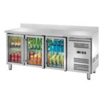 Banco refrigerato ventilato GN1/1 con porte a vetri e alzatina Temperatura -2 ÷ +8°C mm 1795x700x950h