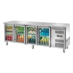 Banco refrigerato ventilato GN1/1 con porte a vetri Temperatura -2 ÷ +8°C mm 2230x700x850h