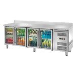 Banco refrigerato ventilato GN1/1 con porte a vetri e alzatina Temperatura -2 ÷ +8°C mm 2230x700x950h