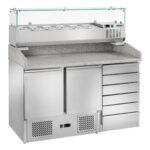 Saladette refrigerata statica GN1/1 per pizza Temperatura +2 ÷ +8°C mm 1420x700x1020h