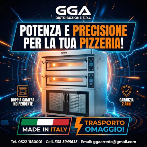 Forno Elettrico 6+6 L  Incluso Cella di Lievitazione - Cappa Inox - Motore - Regolatore di Velocita'