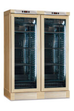 Frigo vini statico con ventola on/off rivestito in frassino naturale. +4 °C / +18 °C