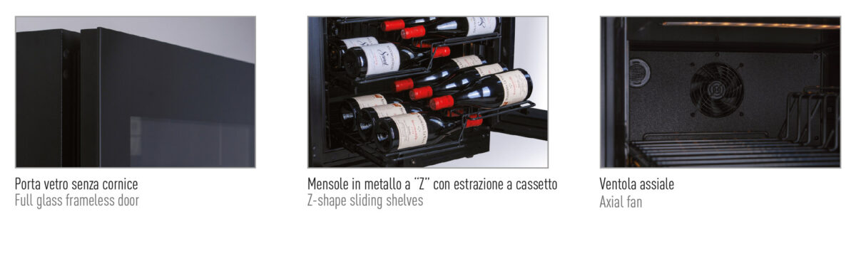 Frigo vini doppia porta 3 zone di temperatura, ventilato +2 °C / +20 °C - immagine 2