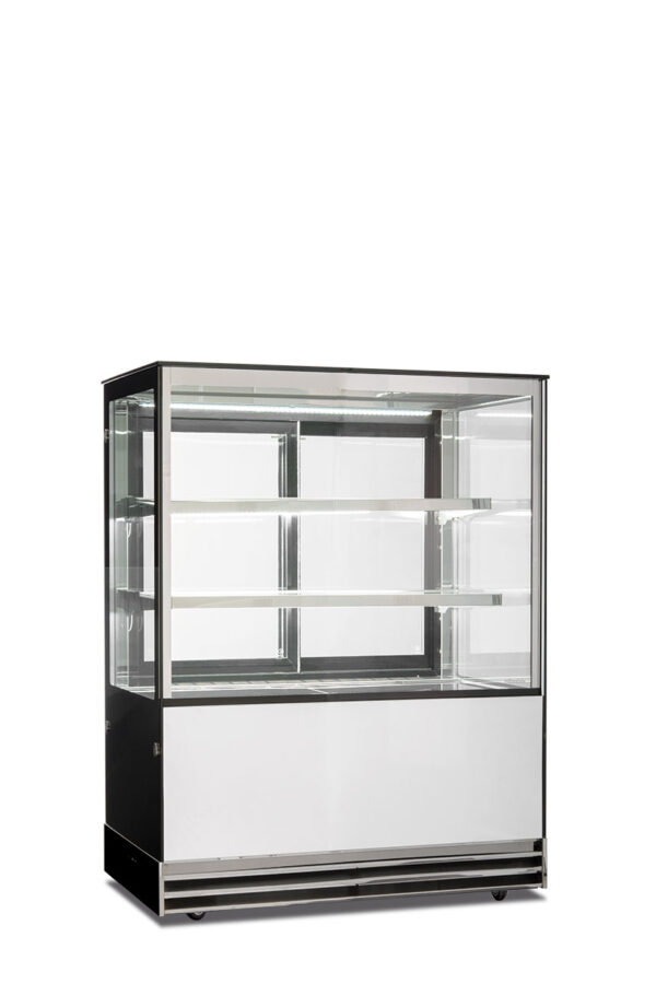Banco pasticceria quattro lati vetro ventilato, porte scorrevoli +2 °C / +10 °C