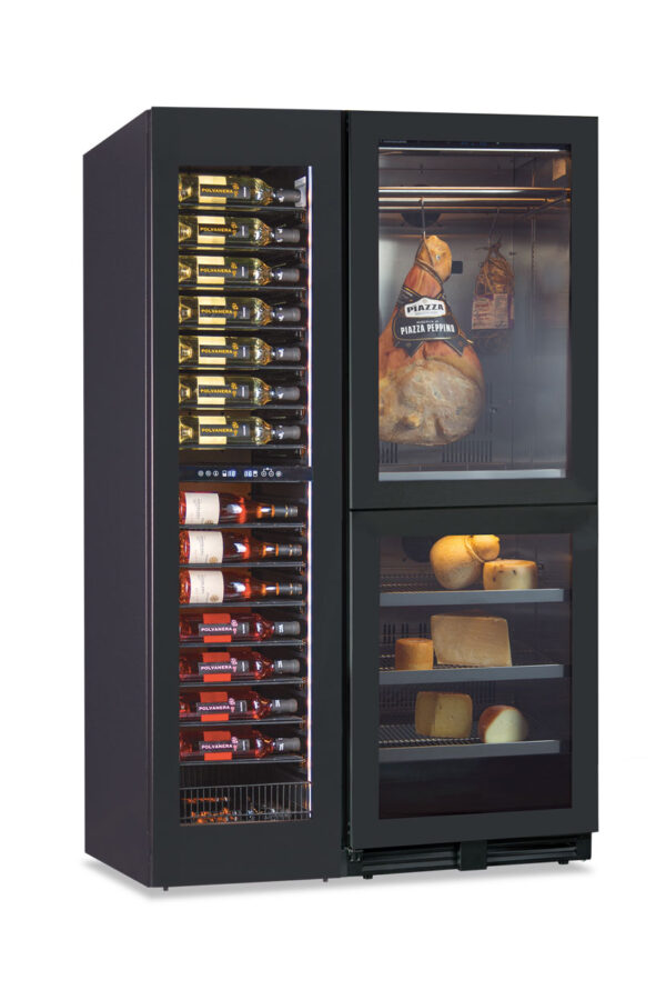 Frigo vini ventilato doppia zona di temperatura + Armadio per conservazione di salumi e formaggi. +2 °C / +20 °C