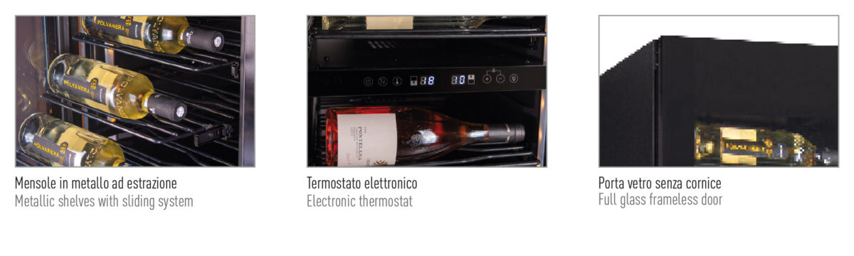 Frigo vini doppia porta 3 zone di temperatura, ventilato +2 °C / +20 °C - immagine 2