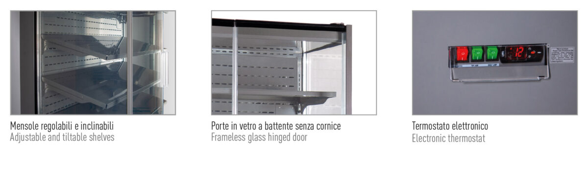 Armadio murale tre lati vetro doppia porta ventilato Temperatura normale +1 °C / +10 °C - immagine 2