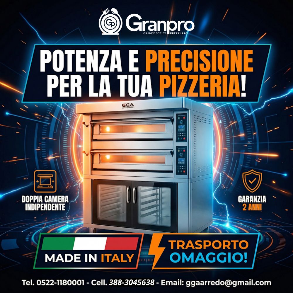 4 fuochi con forno (20) Forno Elettrico 6+6 L Incluso Cella di Lievitazione - Cappa Inox - Motore - Regolatore di Velocita' - immagine 1