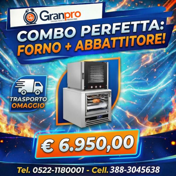 Forno Combinato a Gas  per Panifici 6x gn 1/1 incluso Abbattitore di Temperatura 5 x gn 1/1