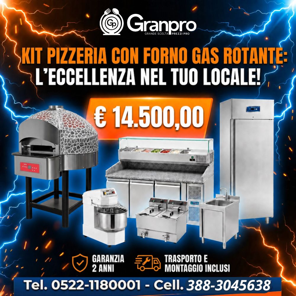 4 fuochi con forno (24) Kit Pizzeria Forno Gas Rotante - immagine 1